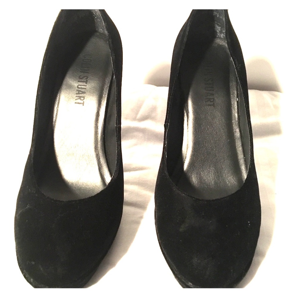 Colin Stuart black faux suede heels